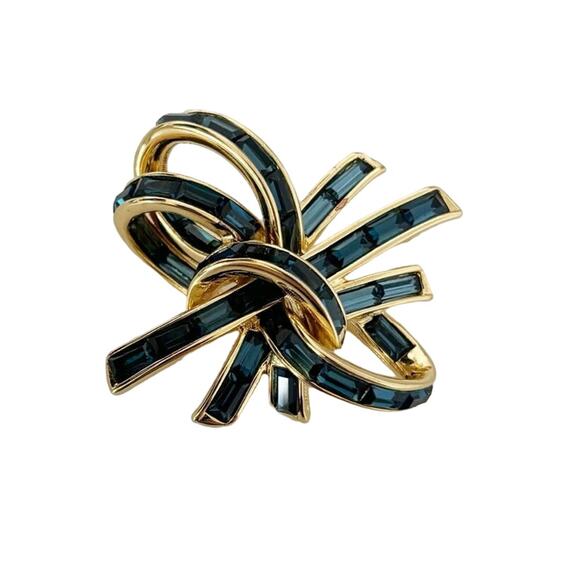 Vintage Nolan Miller Sign Abstract Crystal Brooch Pin Blue - Picture 1 of 11